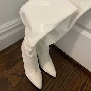 Public desire white knee high boots